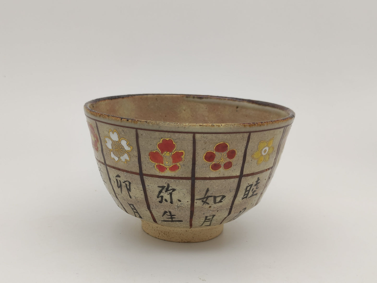 Kiyomizuyaki Chawan "Blumenkalender"